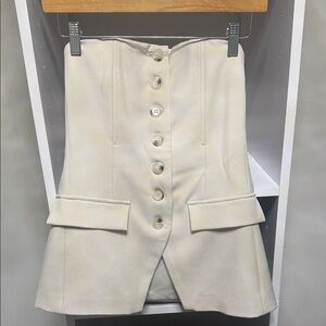 Chic Cream Button-Down Pencil Skirt